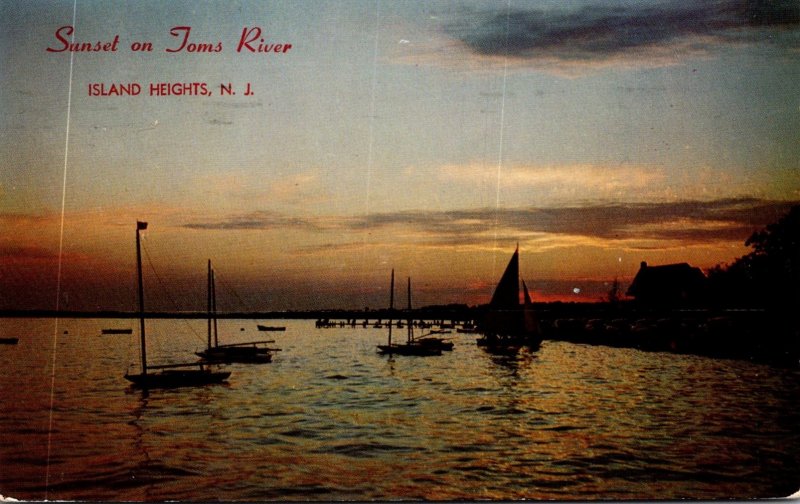 New Jersey Island Heights Sunset On Toms River 1958