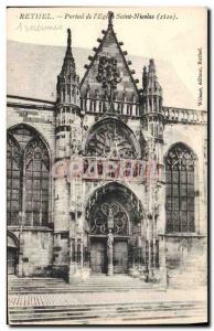 Old Postcard Rethel Portal & # 39eglise Saint Nicolas