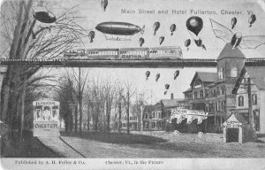 Chester Vermont view of Main St & Hotel Fullerton antique pc ZE686139