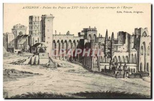 Old Postcard Avignon Palace of the Popes in the 15th