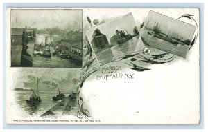 c1900's Multiview Of Harbor of Buffalo New York NY Unposted Antique Postcard 