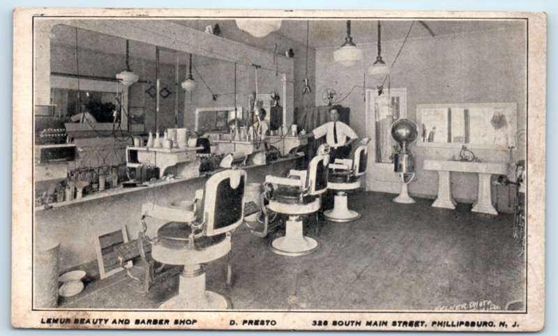 Phillipsburg NJ Lemur Barber Shop Postcard