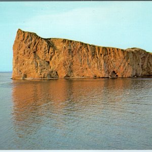 c1950s Perce, QC Postcard Evening Light Rocher Rock Gaspe Peninsula Landmark