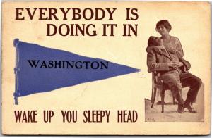 Pennant, Everybody is Doing it in Washington IN c1913 Vintage Postcard J19