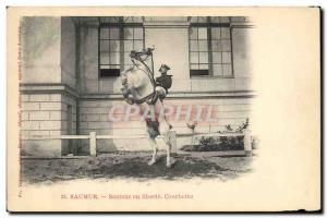 Old Postcard Horse Riding Equestrian Jumper in Saumur freedom Courbette