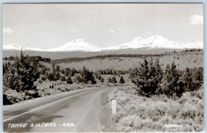 c1940s Oregon Cascade Volcanos RPPC Three Sisters Perkins Real Photo OR Vtg A130