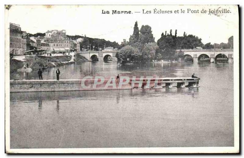 Old Postcard Joinville La Marne Locks and Joinville Bridge