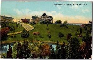 View of Aquednick Avenue, Watch Hill RI c1914 Vintage Postcard R02