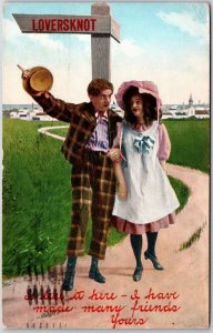 1909 Lovers Walking Through The Farm Silly Faces Comic Card Posted Postcard