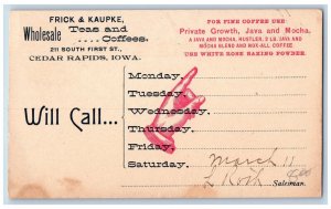 Cedar Rapids Iowa IA Norway IA Postal Card Frick & Kaupke Wholesale c1905