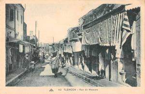 Tlemcen Algeria Rue de Mascara Street Scene Antique Postcard J75757