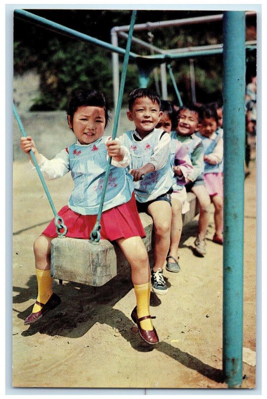 c1960's Chinese Children at Play Taipei Taiwan Unposted Vintage Postcard