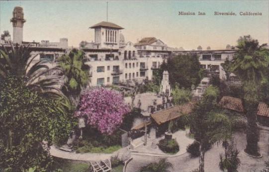 California Riverside Mission Inn Handcolored Albertype