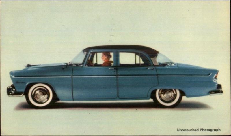 1955 Plymouth Belvedere 4 Door Sedan Car Auto Adv Postcard