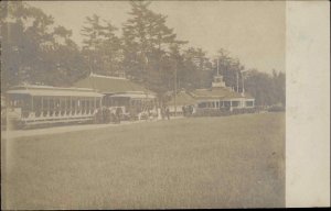 Webster MA Beacon Park Trolleys c1905 Real Photo Postcard 