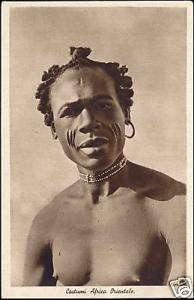 East African Native Male Necklace, Facial SCARIFICATION