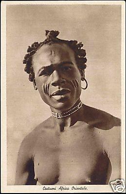 East African Native Male Necklace, Facial SCARIFICATION