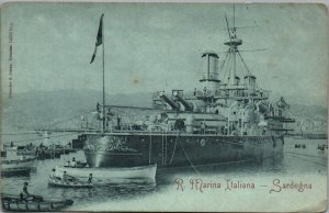 Italian Royal Navy Battleship Sardegna  - c1910s RPPC