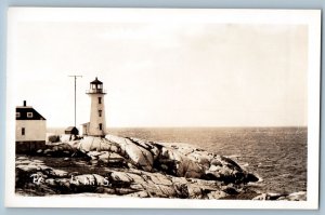 Peggy Cove Nova Scotia Canada Postcard Lighthouse c1910 Unposted RPPC Photo