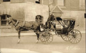 Beautiful Horse Drawn Carriage Quebec City 1924 Used Real Photo Postcard