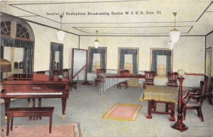 J73/ Zion Illinois Postcard c1910 Interior Radiophone Station WCBD Radio 322