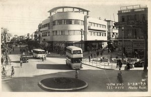 israel palestine, TEL-AVIV, Allenby Road, Car Bus (1950s) Palphot 267 RPPC