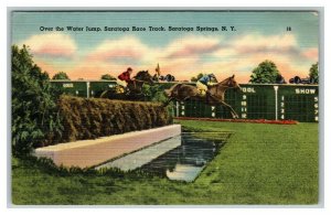 Vintage 1930's  Postcard Saratoga Race Track Saratoga Springs NY Water Jump