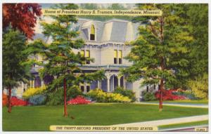 President Truman Home - Independence MO Linen Postcard