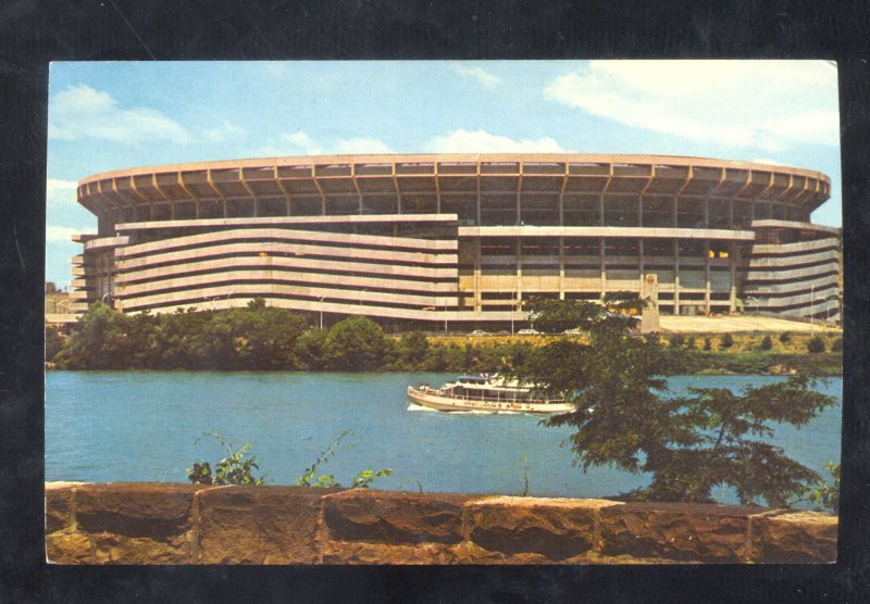 PITTSBURGH PIRATES STEELERS THREE RIVERS BASEBALL STADIUM FOOTBALL POSTCARD PA.