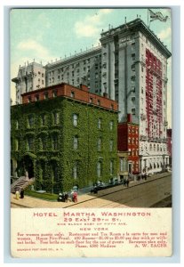 c. 1910 Hotel Martha Washington New York Vintage Postcard P56