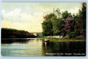 1910 Toronto Canada Vintage Postcard Recreation On The Humber Trees Lake Posted