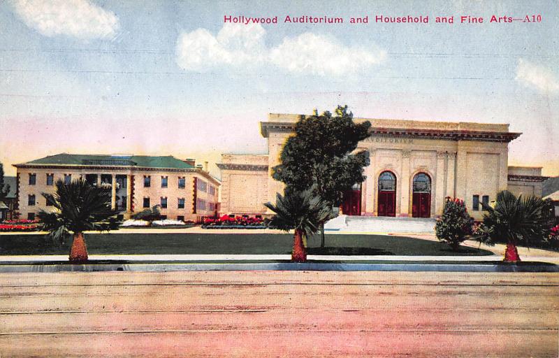 Hollywood Auditorium & Fine Arts, Hollywood, California, Early Postcard, Unused