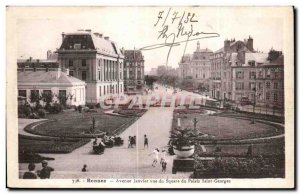 Old Postcard Rennes Avenue January Aquare view of Palace St. George