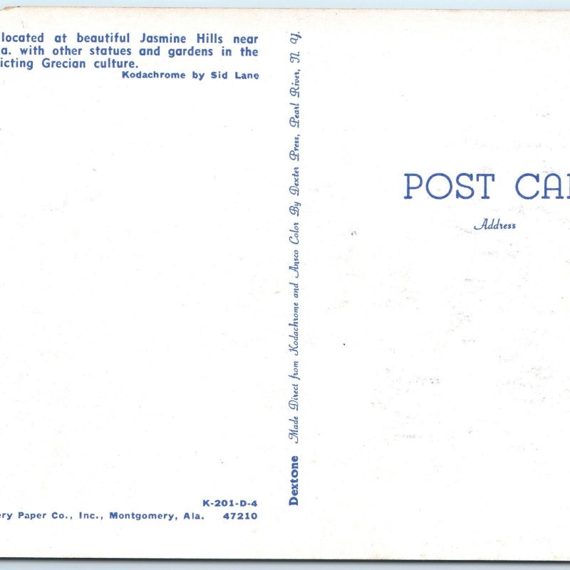 c1950s Montgomery, Ala Egyptian Well Jasmine Hills Grecian Postcard AL A177