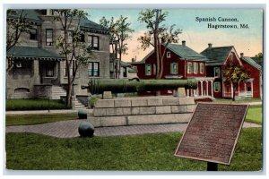 1913 Spanish Bronze Cannon Made France Hagerstown Maryland MD Vintage Postcard 