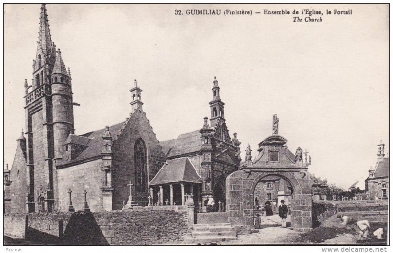 GUIMILIAU, Finistere, France, 1900-1910's; Ensemble De L'Eglise Le Portail