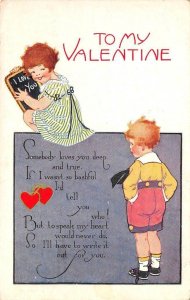 To My Valentine Valentine's Day Greetings Boy Girl 1923 Rochester, NY Postcard