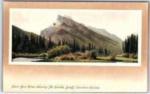 BANFF, ALBERTA Canadian Rockies Down BOW RIVER  Mt. Rundle Border 1910s Postcard