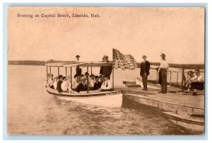 1910 Boating At Capital Beach Golden Rod Boat Lincoln Nebraska NE Postcard