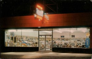 Wickford Rhode Island RI Earnshaw Drug Store at Night Vintage Postcard