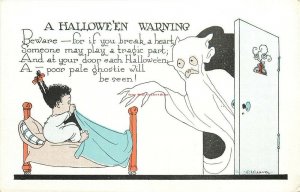 Halloween Warning, Scared Little Girl, Ghost, E Weaver No. 2335