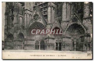 Old Postcard Bourges Cathedral portal