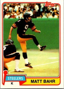 1981 Topps Football Card Matt Bahr Pittsburgh Steelers sk60490
