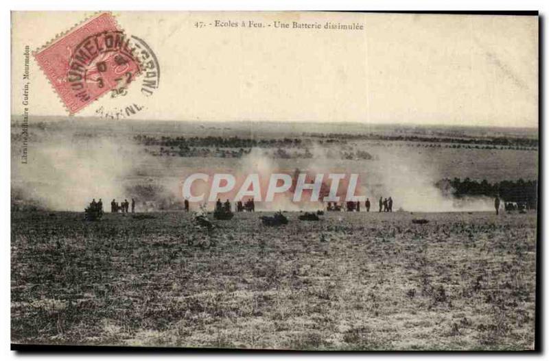 Old Postcard Army Schools has a concealed battery fire (militaria)