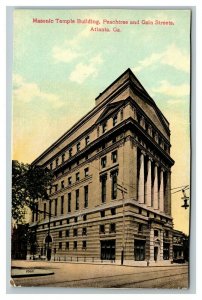 Vintage 1910's Postcard Masonic Temple Building Peachtree & Gain St. Atlanta GA