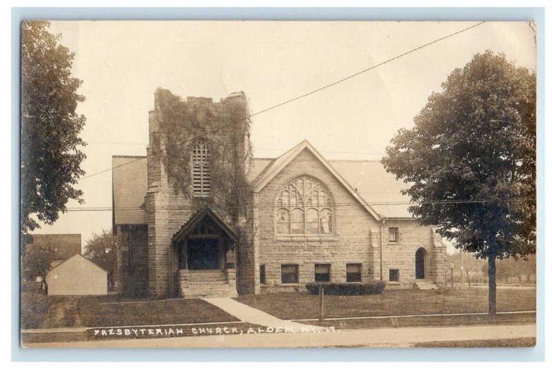 1921 Presbyterian Church Front View Alden New York NY RPPC Photo Postcard