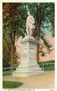 Vintage Postcard 1920's Robert Burns Monument Barre VT Vermont Statue