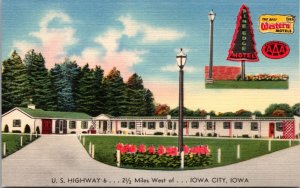 Linen Postcard Pine Edge Motel US Highway 6 in Iowa City, Iowa