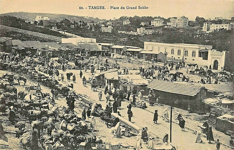 TANGER MOROCCO~PLACE du GRAND SOKKO-AU BON MATHURIN PHOTO POSTCARD