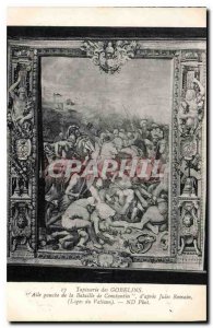 Postcard Old Gobelins Tapestry right wing of Bataile of Constantine after Giu...